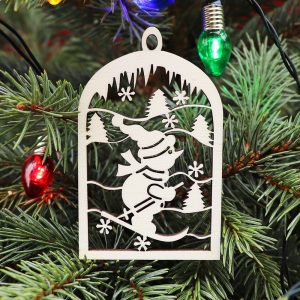 Drevená vianočná ozdoba na stromček guľa 13, 54x88mm 7