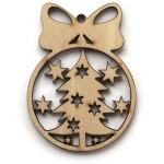 Drevená vianočná ozdoba na stromček guľa 14, 65x90mm