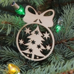 Drevená vianočná ozdoba na stromček guľa 14, 65x90mm