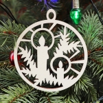 Drevená vianočná ozdoba na stromček guľa 3, 80x90mm