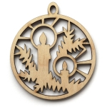 Drevená vianočná ozdoba na stromček guľa 3, 80x90mm