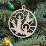 Drevená vianočná ozdoba na stromček guľa 3, 80x90mm