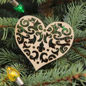 Drevená vianočná ozdoba na stromček srdce 1, 86x80mm 9