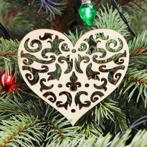 Drevená vianočná ozdoba na stromček srdce 1, 86x80mm 7