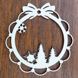 Drevená vianočná ozdoba na stromček s mašľou 1