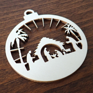 Drevená vianočná ozdoba na stromček, guľa 16