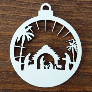 Drevená vianočná ozdoba na stromček, guľa 16