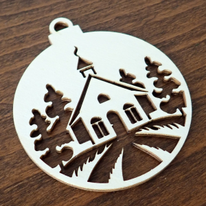 Drevená vianočná ozdoba na stromček, guľa 17