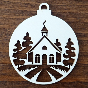 Drevená vianočná ozdoba na stromček, guľa 17