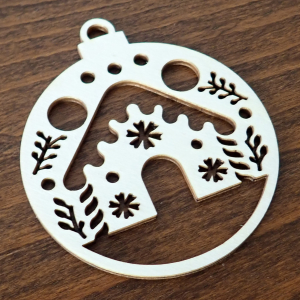 Drevená vianočná ozdoba na stromček, guľa 18