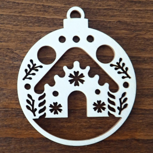 Drevená vianočná ozdoba na stromček, guľa 18