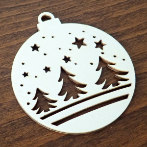 Drevená vianočná ozdoba na stromček, guľa 19