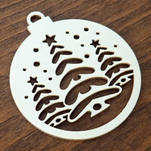 Drevená vianočná ozdoba na stromček, guľa 22