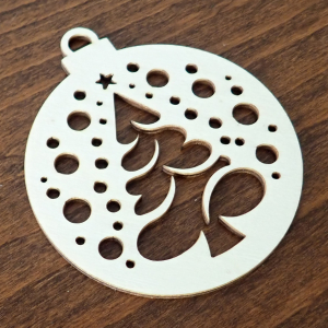 Drevená vianočná ozdoba na stromček, guľa 23