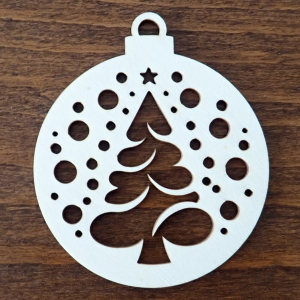 Drevená vianočná ozdoba na stromček, guľa 23