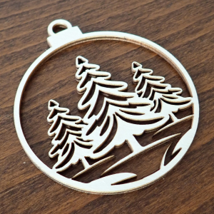 Drevená vianočná ozdoba na stromček, krajinka 10