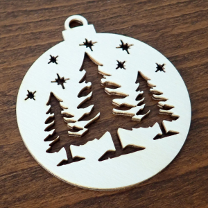 Drevená vianočná ozdoba na stromček, krajinka 11