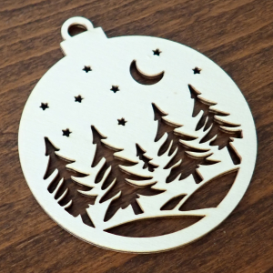 Drevená vianočná ozdoba na stromček, krajinka 12