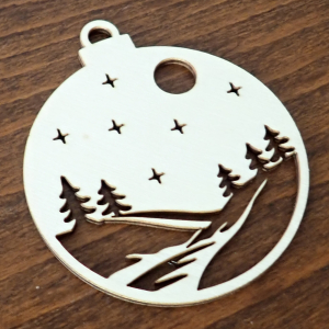 Drevená vianočná ozdoba na stromček, krajinka 13