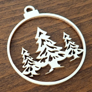 Drevená vianočná ozdoba na stromček, krajinka 14