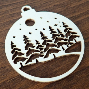 Drevená vianočná ozdoba na stromček, krajinka 7