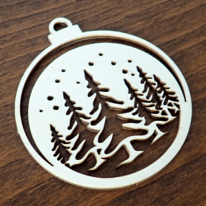 Drevená vianočná ozdoba na stromček, krajinka 8