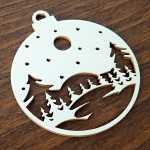 Drevená vianočná ozdoba na stromček, krajinka 9