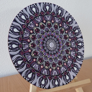 Mandala ručne maľovaná fialová, 20cm 3