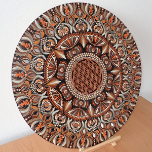 Mandala ručne maľovaná hnedá, 48cm 6