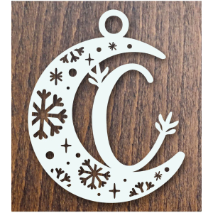 Drevená vianočná ozdoba mesiac s písmenom