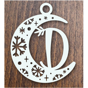 Drevená vianočná ozdoba mesiac s písmenom