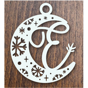 Drevená vianočná ozdoba mesiac s písmenom