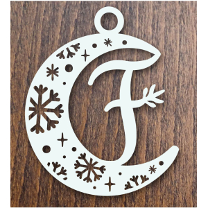 Drevená vianočná ozdoba mesiac s písmenom