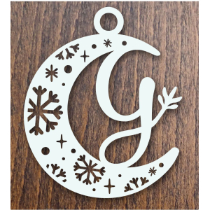 Drevená vianočná ozdoba mesiac s písmenom