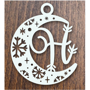 Drevená vianočná ozdoba mesiac s písmenom
