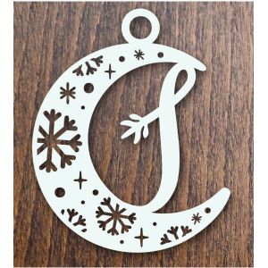Drevená vianočná ozdoba mesiac s písmenom