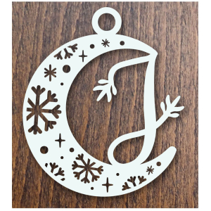 Drevená vianočná ozdoba mesiac s písmenom