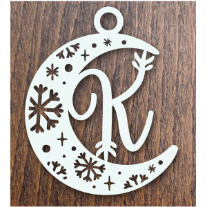 Drevená vianočná ozdoba mesiac s písmenom