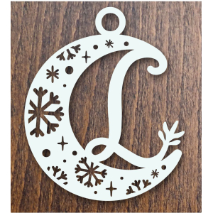 Drevená vianočná ozdoba mesiac s písmenom