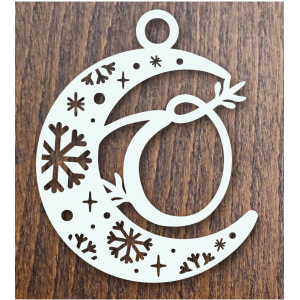 Drevená vianočná ozdoba mesiac s písmenom