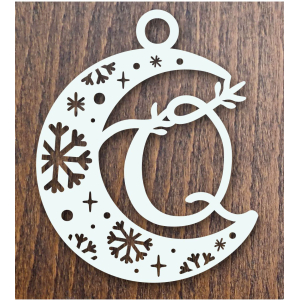 Drevená vianočná ozdoba mesiac s písmenom