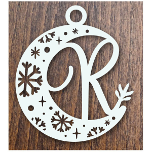 Drevená vianočná ozdoba mesiac s písmenom