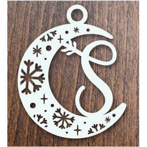 Drevená vianočná ozdoba mesiac s písmenom