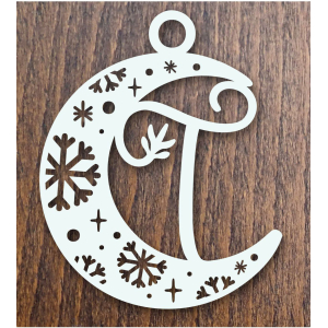 Drevená vianočná ozdoba mesiac s písmenom