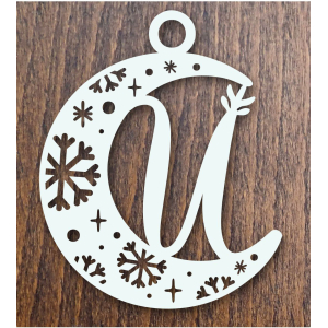 Drevená vianočná ozdoba mesiac s písmenom