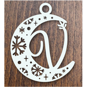 Drevená vianočná ozdoba mesiac s písmenom