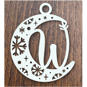 Drevená vianočná ozdoba mesiac s písmenom