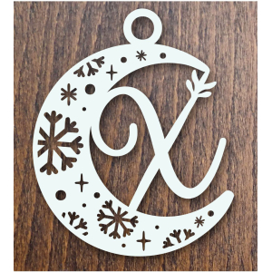 Drevená vianočná ozdoba mesiac s písmenom