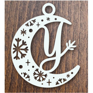 Drevená vianočná ozdoba mesiac s písmenom