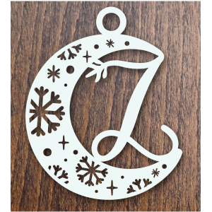 Drevená vianočná ozdoba mesiac s písmenom